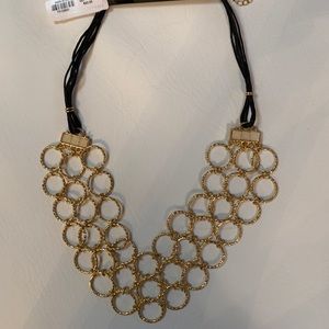 NECKLACE Gold Links Black Rope Adjustable